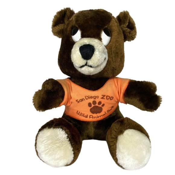 Vintage San Diego Wild Animal Park Souvenir Teddy Bear Plush Orange Shirt 14" - Picture 1 of 12